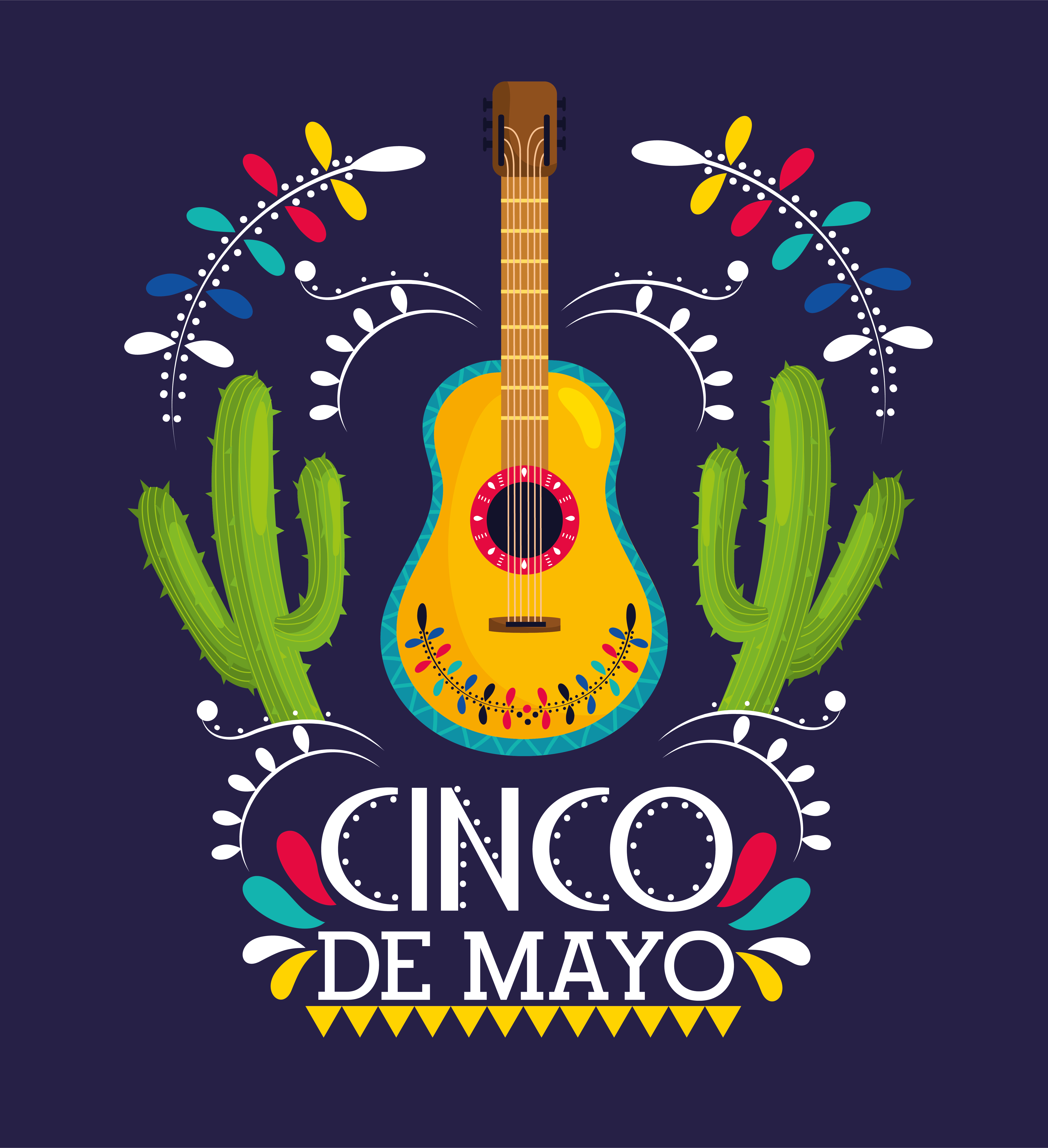 guitar with cactus plants for cinco de mayo 665362 Vector Art at Vecteezy