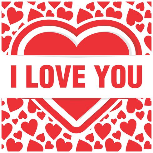 Large heart surrounded by smaller hears and I love you banner vector