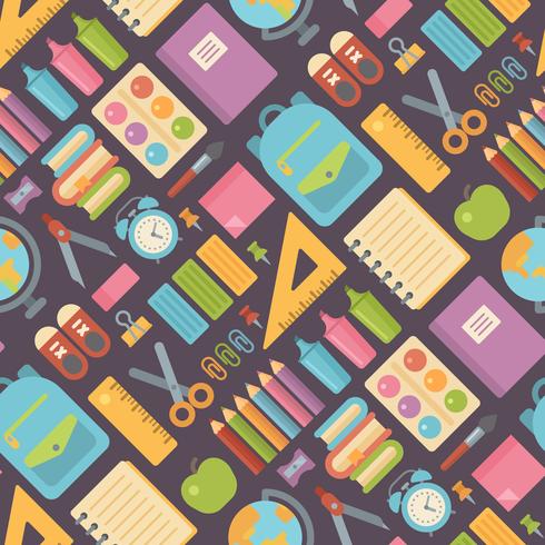 School items seamless pattern vector