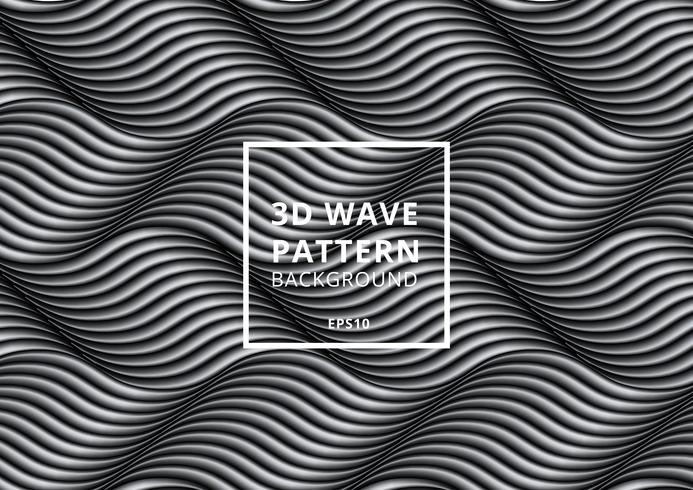 Black and white wave or curved lines pattern vector