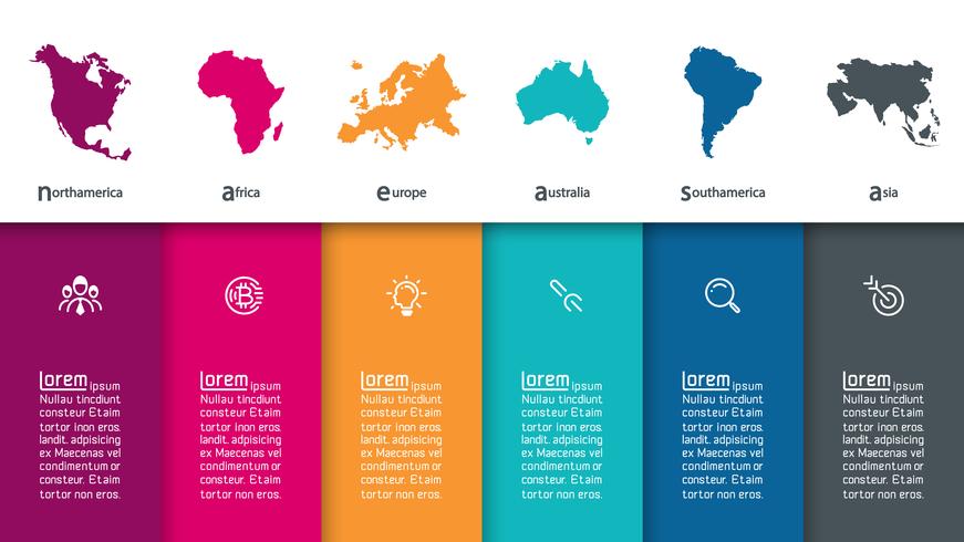 Continental infographics information on vector graphic art.
