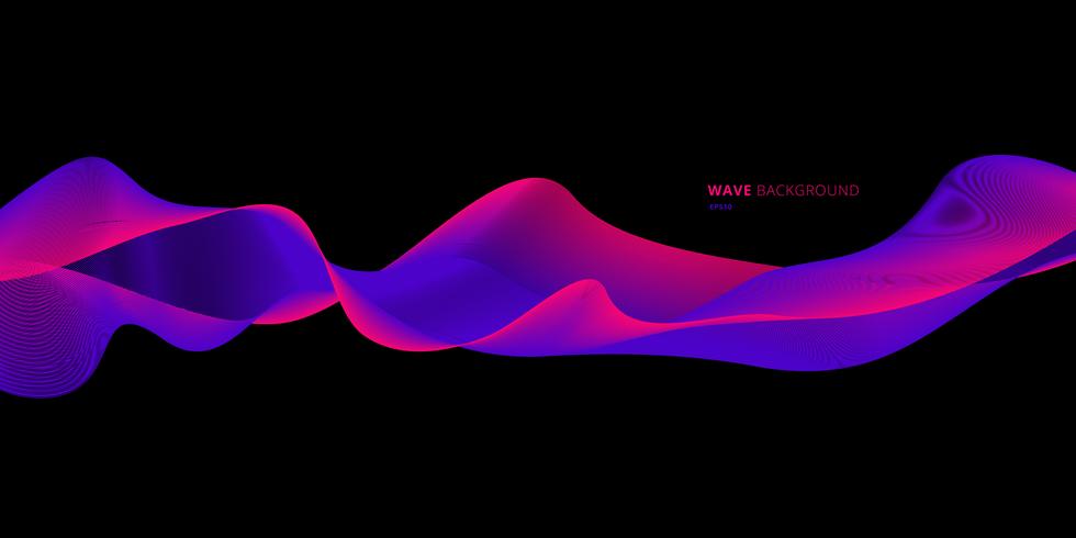 Bright Colorful Blue And Pink Wave On Black Background Download