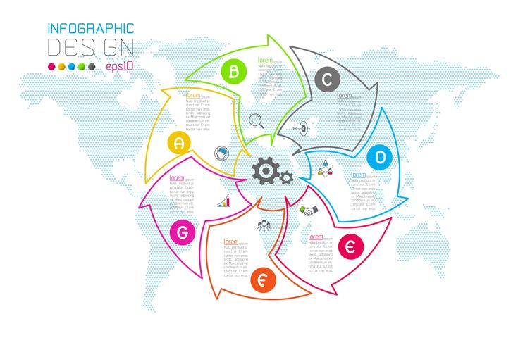 Flecha de negocios forma etiquetas barra de grupos de infografía vector