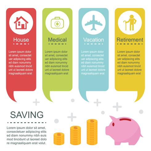 saving infographic templates vector