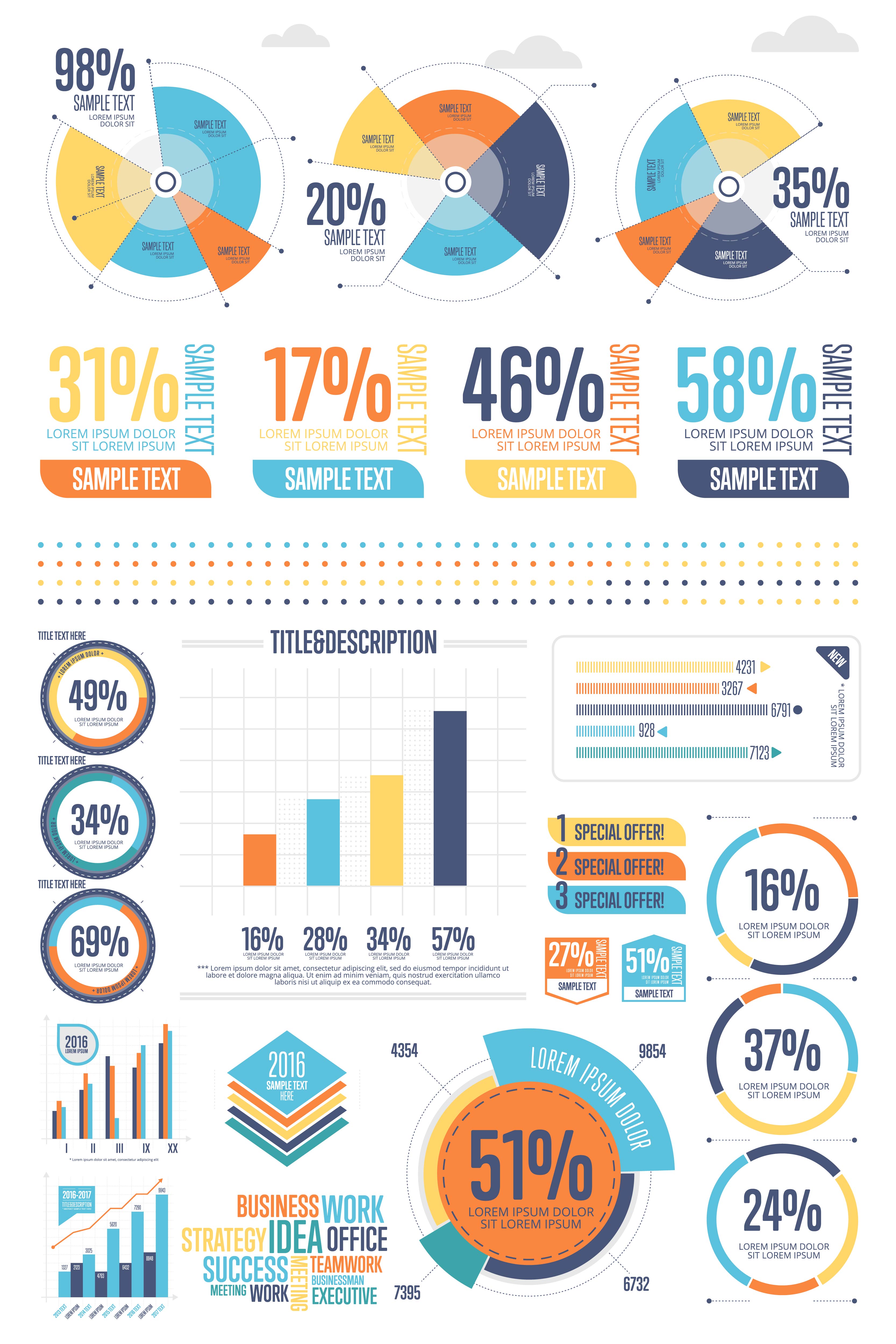 Business infographics set with different diagram - Download Free ...