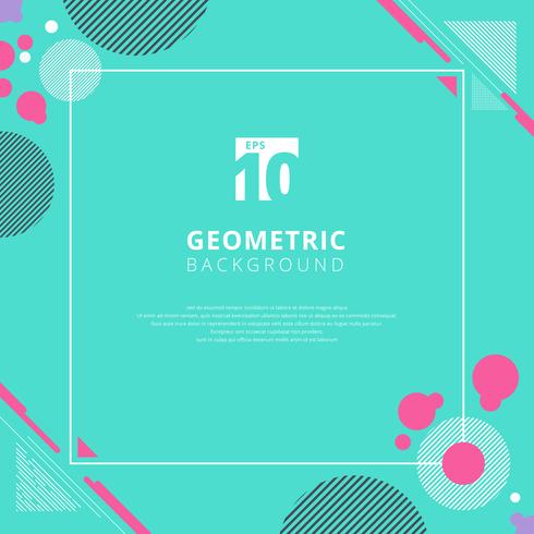 Pink circle geometric pattern on blue color background with copy space vector