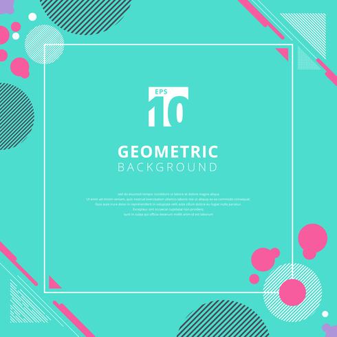 Patrón geométrico círculo rosa sobre fondo de color azul con espacio de copia vector