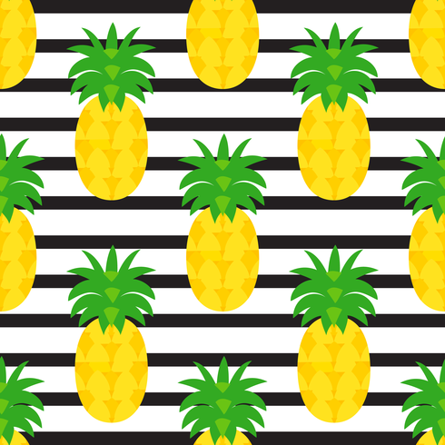 Pineapples On Black Striped Background vector