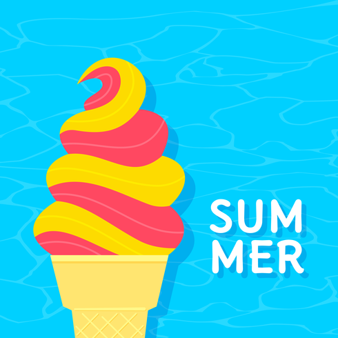 Helado de verano sobre fondo de agua vector