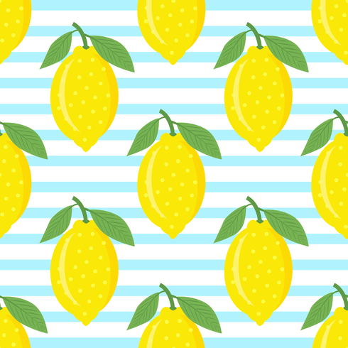 Lemons On Blue Striped Background vector