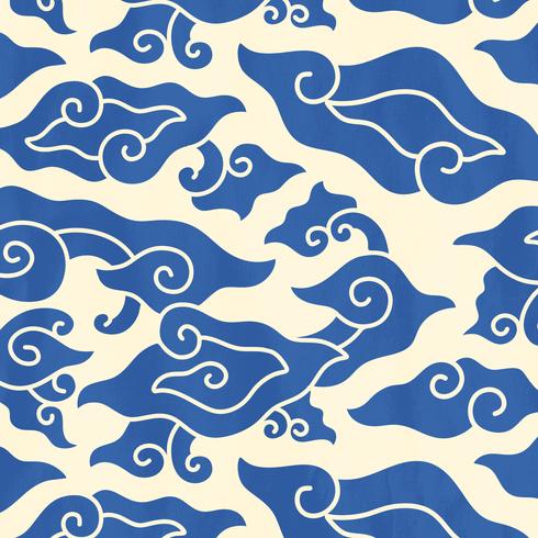 Patrón de batik megamendung silueta azul vector