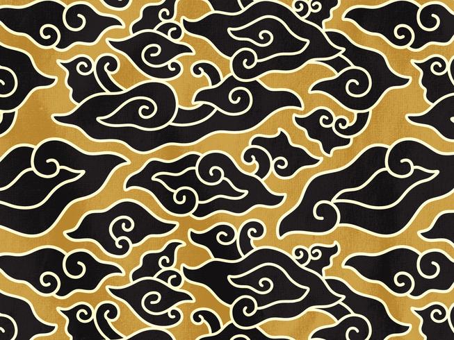 Patrón de megamendung de batik de oro negro vector