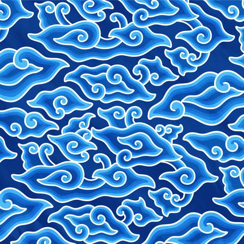 Blue Batik Megamendung Vector Pattern