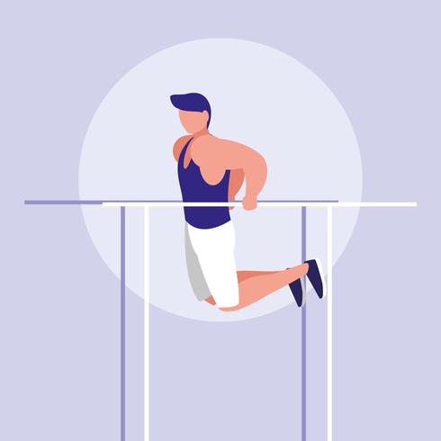 young man practicing gymnastics  vector
