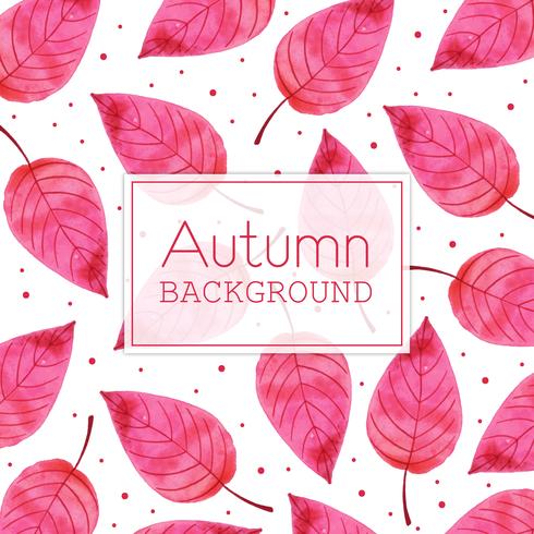 Pink Leaf Beautiful Watercolor Autumn Leaves Background vector