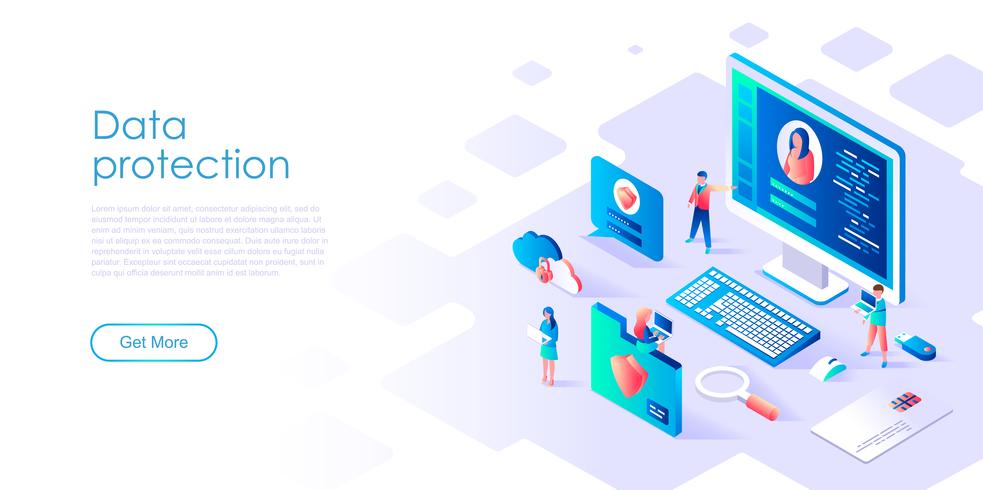 Isometric Data Protection landing page vector