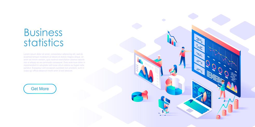 Isometric concept of Business Statistic for banner and website vector