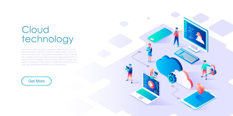 Isometric concept of Cloud Technology for banner and website vector