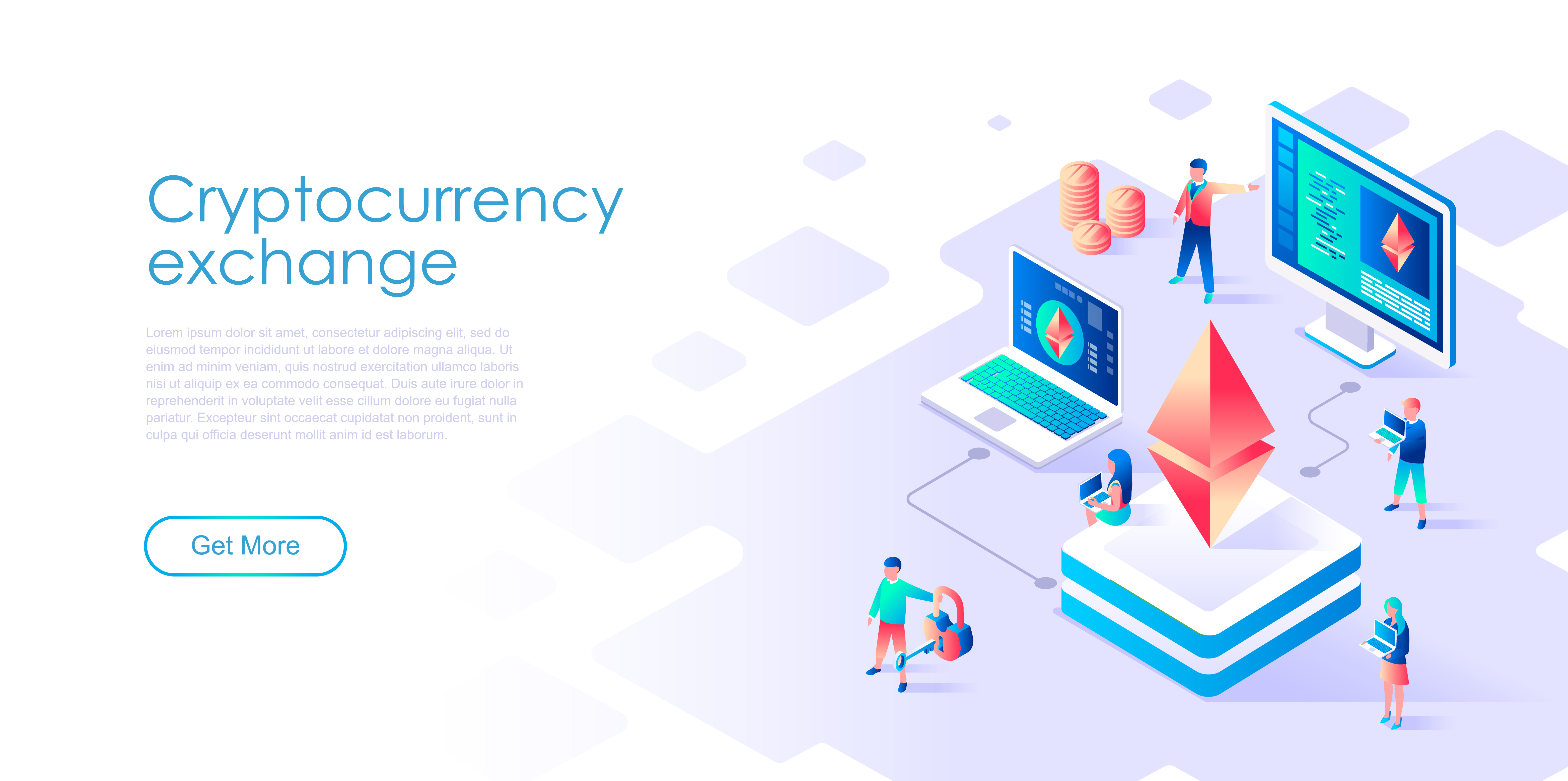 Isometric concept of Cryptocurrency Exchange for banner ...