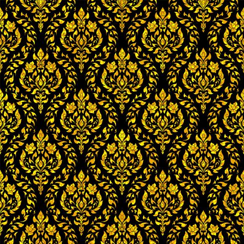 Thai floral motif seamless background vector