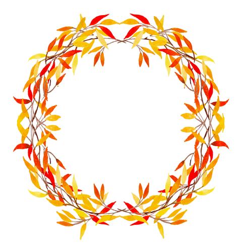 Beautiful Watercolor Autumn Leaves Wreath Frame vector