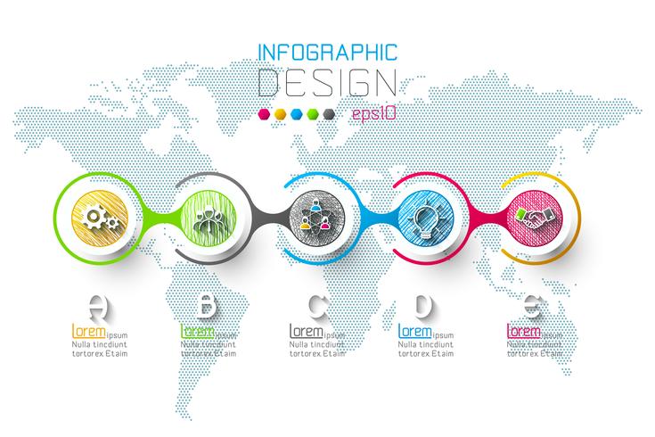 Infografía empresarial con 5 pasos vector