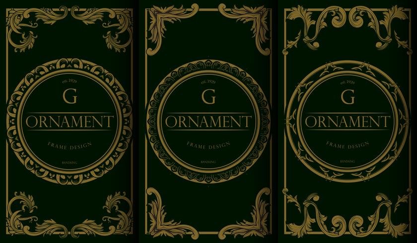 Set of luxury Golden and Green Package Templates vector