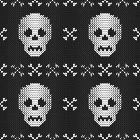 Textura de tejido sin costuras con calavera y hueso vector