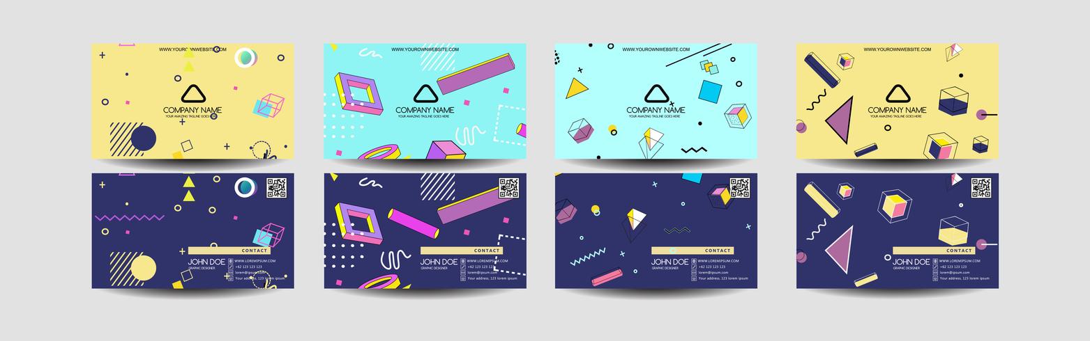 Business Card with Memphis styles vector