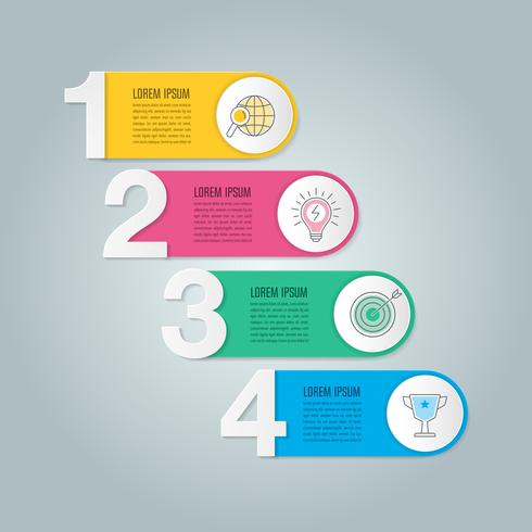 Concepto de negocio de diseño infográfico con 4 opciones, piezas o procesos. vector