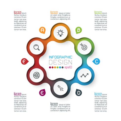 Six circles with business icon infographics vector