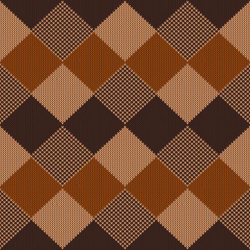 Geometric knitted pattern with different colored diamonds vector