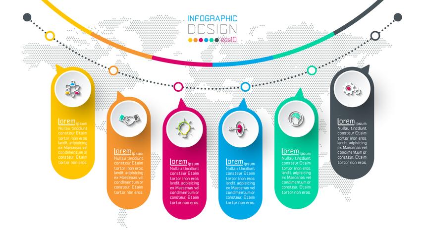 Business infographic with 6 steps vector