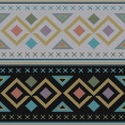 Geometric colorful ethnic knitted pattern vector