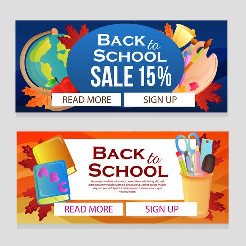 back to school sale banner with school items vector