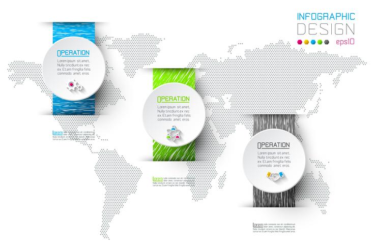 Infografía empresarial con 3 pasos vector