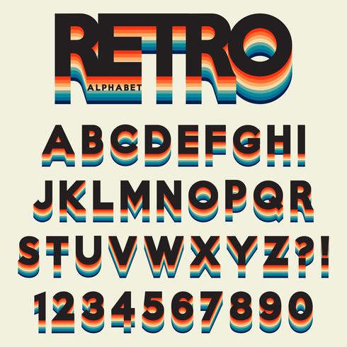 Letter alphabet stylized retro style vector