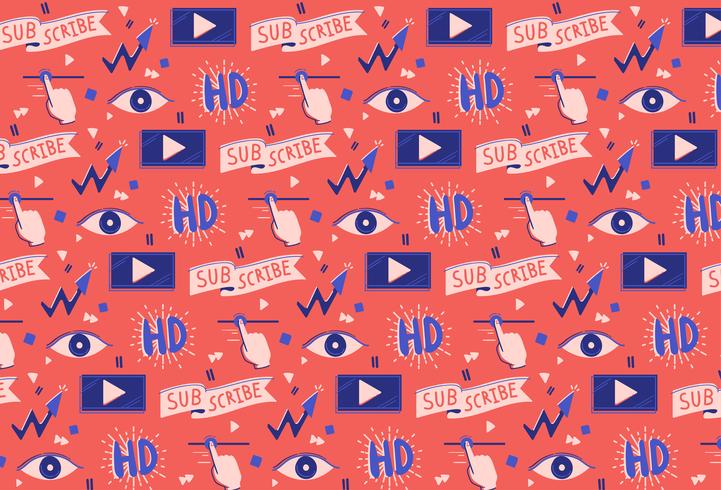 hand drawn social media video pattern background vector