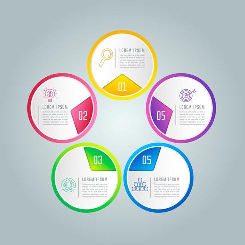 Creative concept for infographic with 5 options, parts or processes. vector
