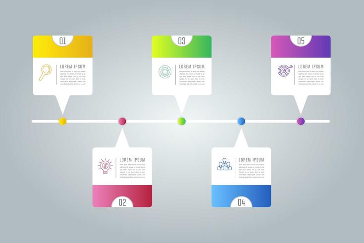 Concepto creativo para infografía con 5 opciones, partes o procesos. vector