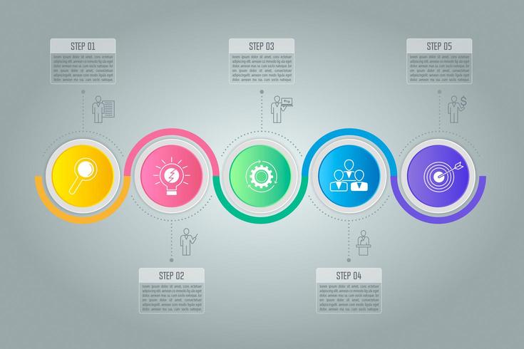 Creative concept for infographic with 5 options, parts or processes.  vector