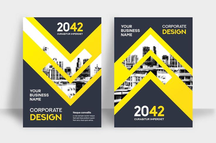 Yellow Arrow City Background Business Book Cover Design Template  vector