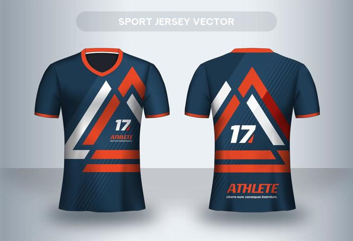 Plantilla de diseño de Jersey de fútbol geométrico naranja. vector