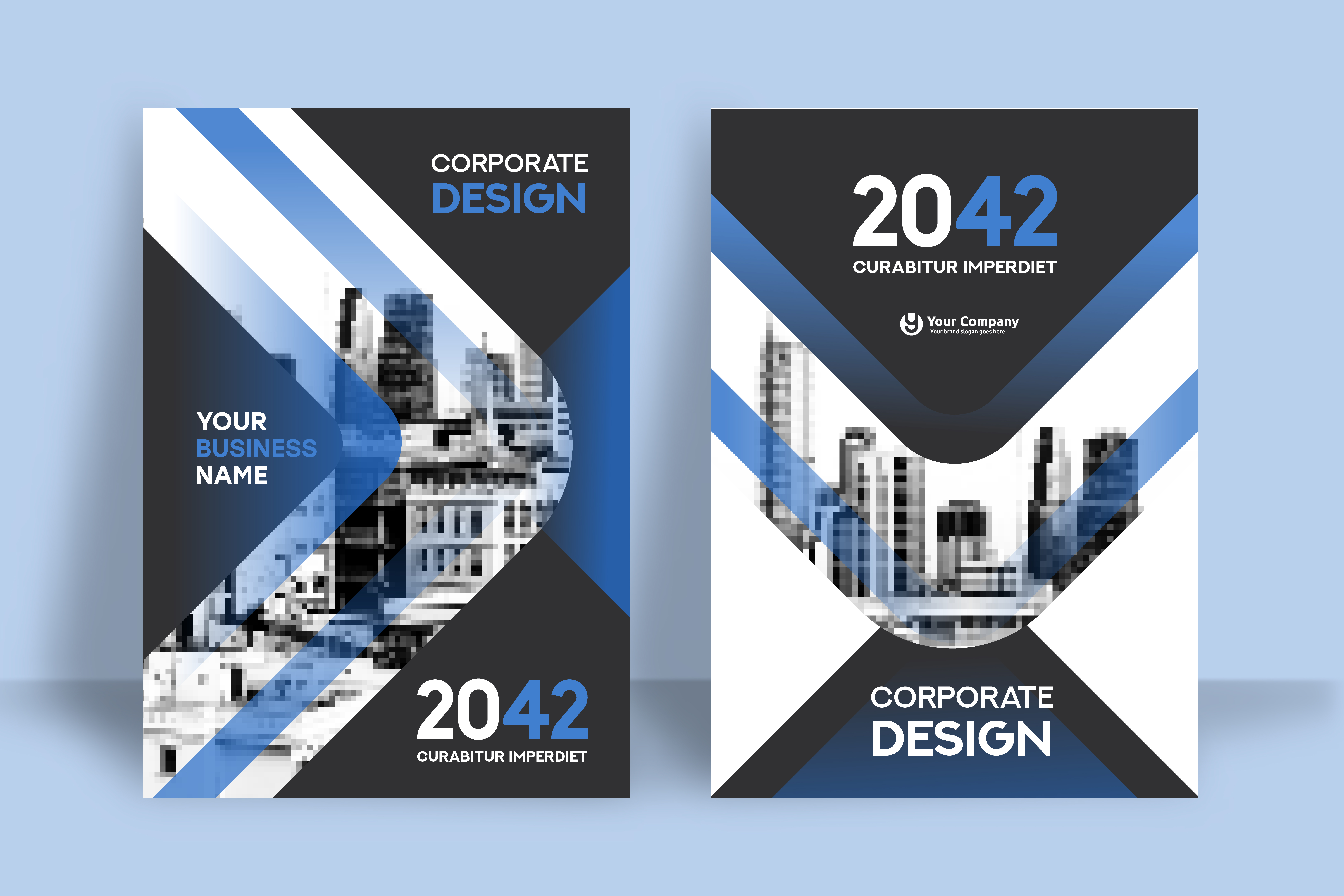 Modern Blue City Background Business Book Cover Design Template 665894