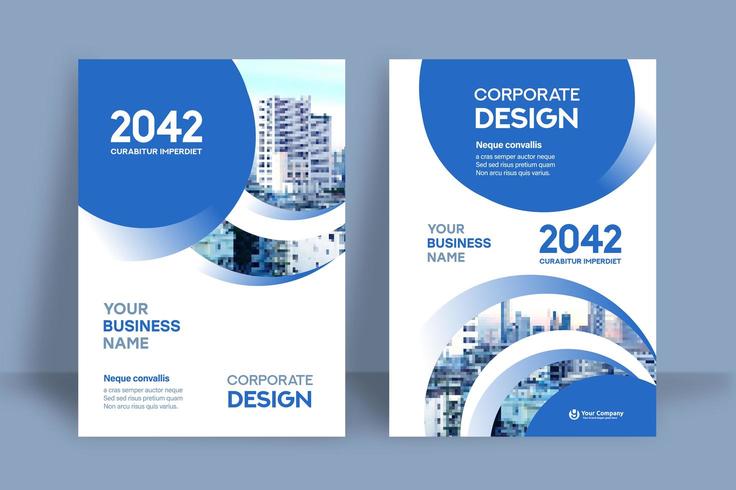 Circular Blue City Background Business Book Cover Design Template  vector