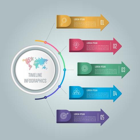 Creative concept for infographic with 5 options, parts or processes. vector