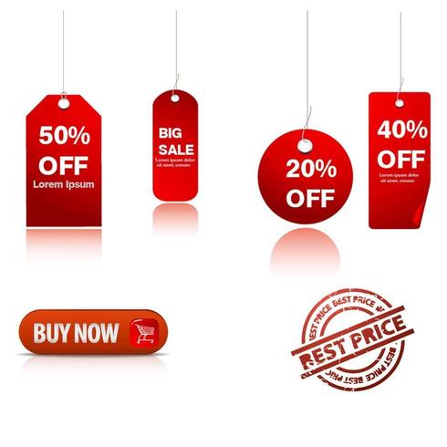 Red Sale Tag Sticker Set  vector