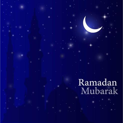 Fondo de Ramadán con luna creciente, estrellas y mezquita vector