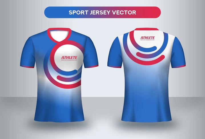 Plantilla de diseño de Jersey de fútbol azul y rojo. vector