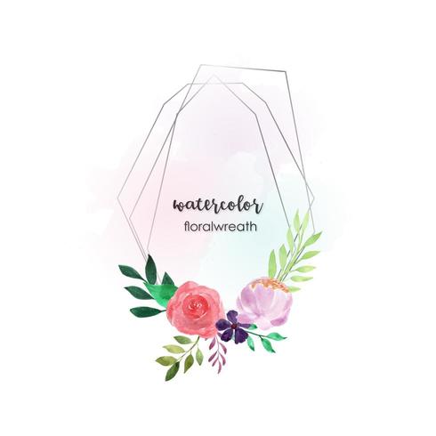 Watercolor floral frame design vector